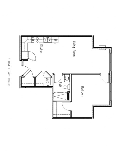 a floor plan of a small house with a bedroom and a living room